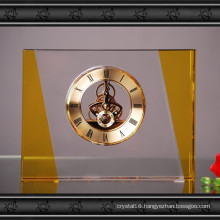 Rectangular Crystal Glass Clock Craft for Home Decoration